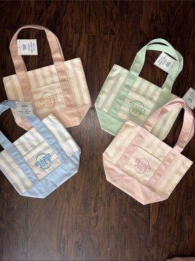 Trader Joe's Pastel Stripe Canvas Tote Bags- Pack of 4
